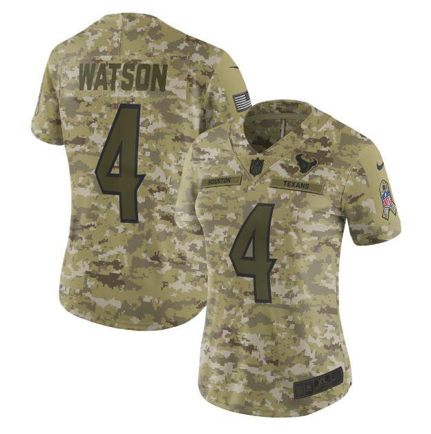 Women's Deshaun Watson #4 Texans Salute to Service Limited Player Jersey Camo