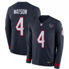 Men's Deshaun Watson #4 Texans Therma Long Sleeve Player Jersey Navy