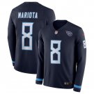 Men's Marcus Mariota #8 Titans Therma Long Sleeve Player Jersey Navy