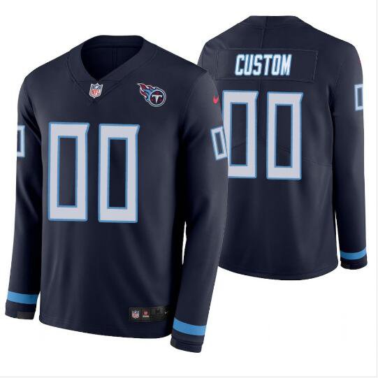 Custom Men's Titans Therma Long Sleeve Jersey Navy