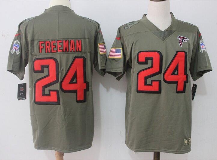 Men's Devonta Freeman #24 Falcons Limited Player Jersey Olive