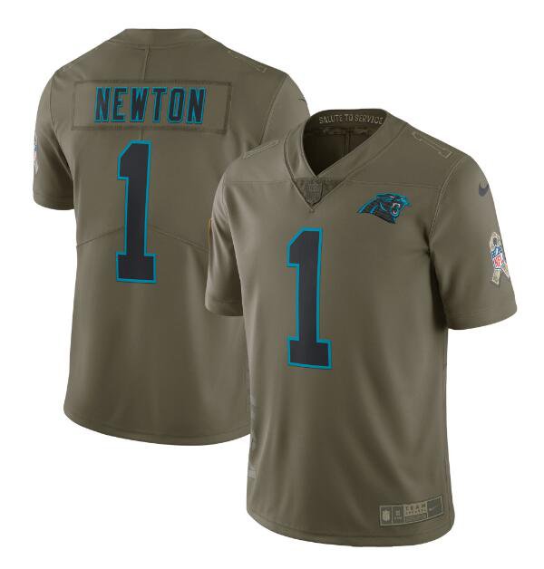 Men's Cam Newton #1 Panthers Limited Player Jersey Olive