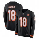 Men's A.J. Green #18 Bengals Therma Long Sleeve Player Jersey Black