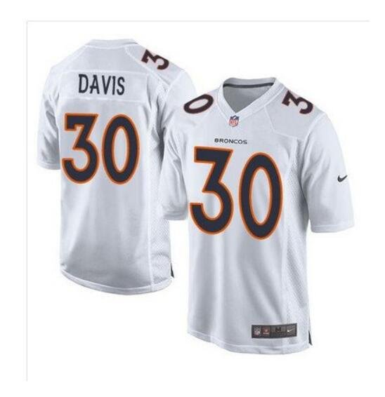 Men's Terrell Davis #30 Broncos Game Event Player Jersey White
