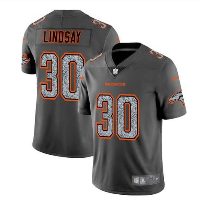 Men's Phillip Lindsay #30 Broncos Static Limited Player Jersey Gray