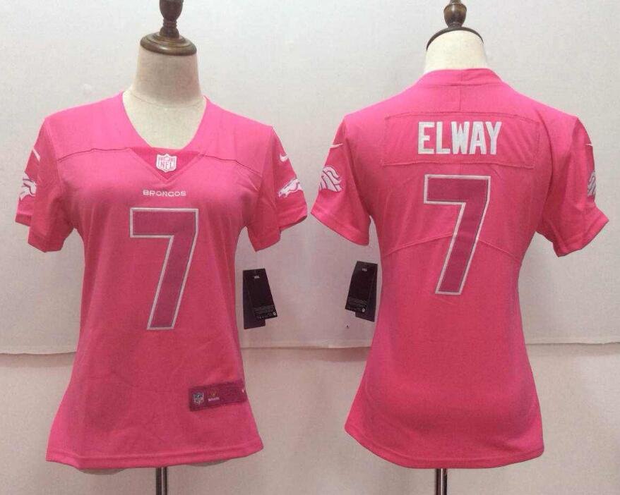 Women's John Elway #7 Broncos Limited Player Jersey Pink