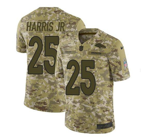 Men's Chris Harris Jr #25 Broncos Salute to Service Limited Player Jersey Camo