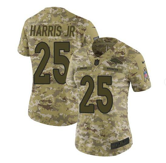 Women's Chris Harris Jr #25 Broncos Salute to Service Limited Player Jersey Camo