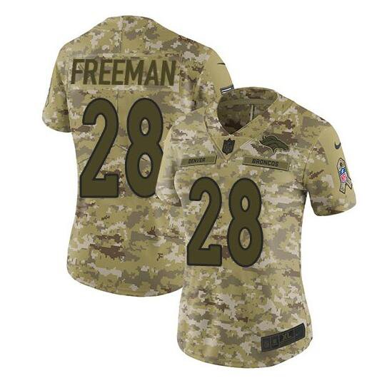 Women's Royce Freeman #28 Broncos Salute to Service Limited Player Jersey Camo
