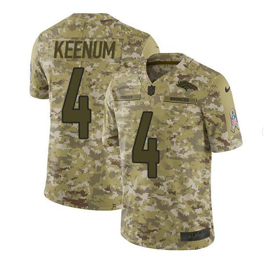 Men's Case Keenum #4 Broncos Salute to Service Limited Player Jersey Camo