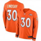 Men's Phillip Lindsay #30 Broncos Therma Long Sleeve Player Jersey Orange