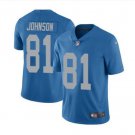 Men's Calvin Johnson #81 Lions Throwback Limited Player Jersey Blue