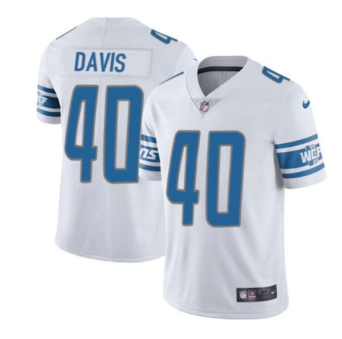 Men's Jarrad Davis #40 Lions Limited Player Jersey White