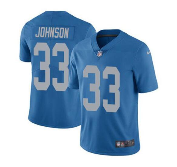 Men's Kerryon Johnson #33 Lions Throwback Limited Player Jersey Blue