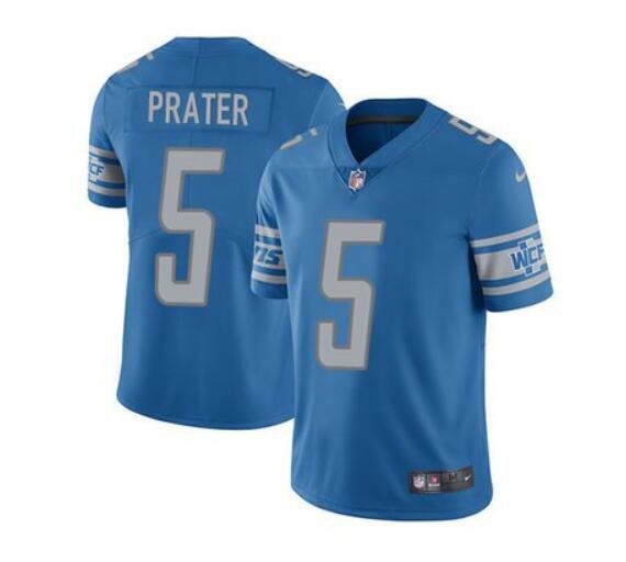 Men's Matt Prater #5 Lions Limited Player Jersey Blue