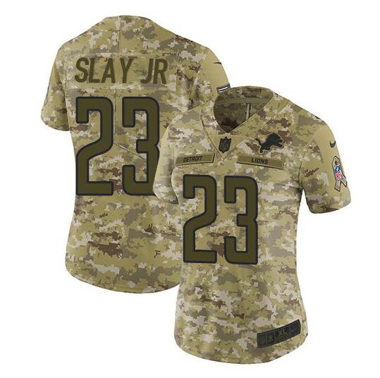 Women's Darius Slay Jr #23 Lions Salute to Service Limited Player Jersey Camo