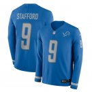 Men's Matthew Stafford #9 Lions Therma Long Sleeve Player Jersey Blue
