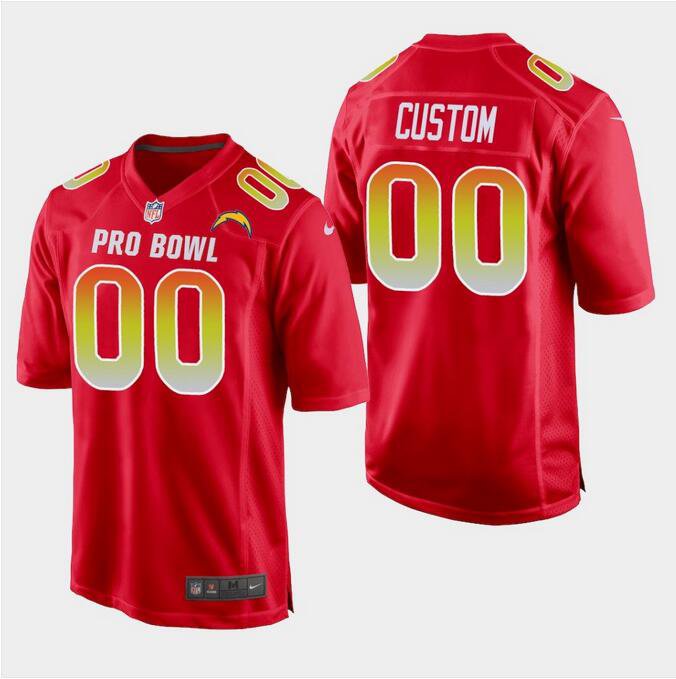 Custom Men's Chargers AFC 2019 Pro Bowl Game Jersey Red