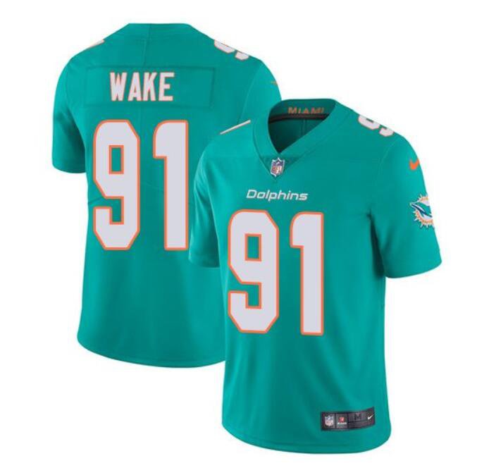 Men's Cameron Wake #91 Dolphins Limited Player Jersey Aqua