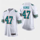 Men's Kiko Alonso #47 Dolphins Throwback Game Player Jersey White