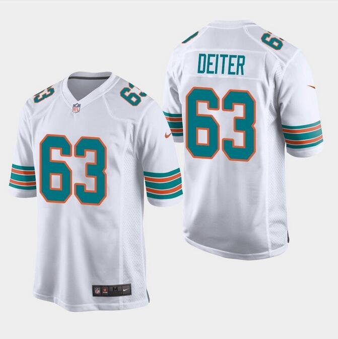 Men's Michael Deiter #63 Dolphins Throwback Game Player Jersey White