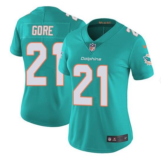 Women's Frank Gore #21 Dolphins Limited Player Jersey Aqua