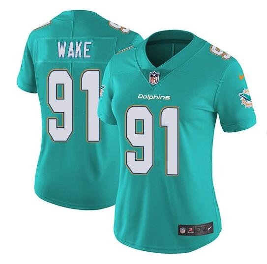 Women's Cameron Wake #91 Dolphins Limited Player Jersey Aqua