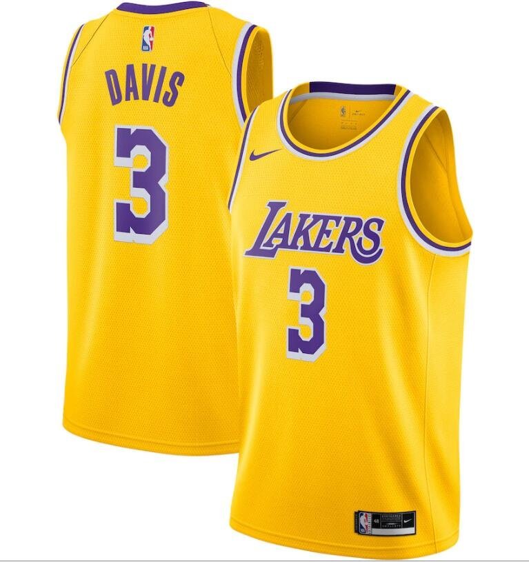 Size XL Men's Anthony Davis #3 Los Angeles Lakers 2020/21 Swingman Jersey Gold Icon Edition