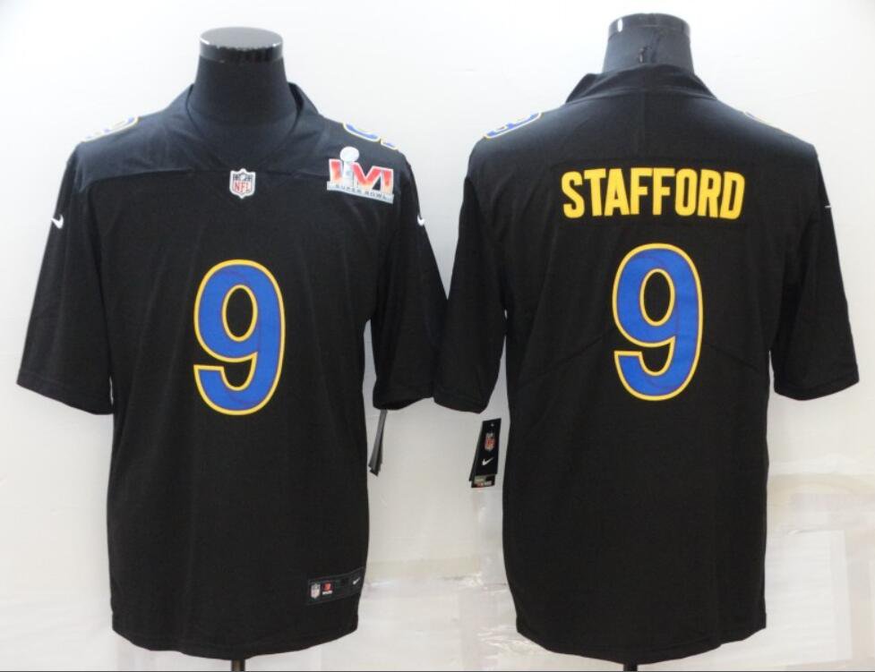 Men's Matthew Stafford #9 Rams Super Bowl LVI Limited Player Jersey Black