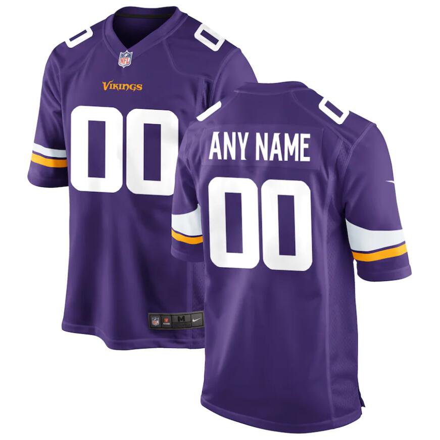 Men's Minnesota Vikings Custom Game Jersey - Purple