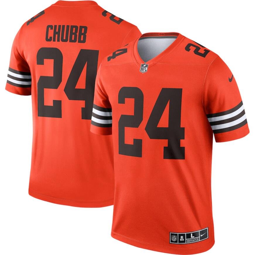 Men's Nick Chubb #24 Cleveland Browns Inverted Legend Jersey - Orange