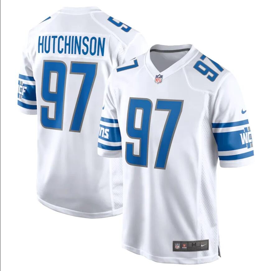 Men's Aidan Hutchinson #97 Detroit Lions 2022 NFL Draft First Round Pick Game Jersey - White