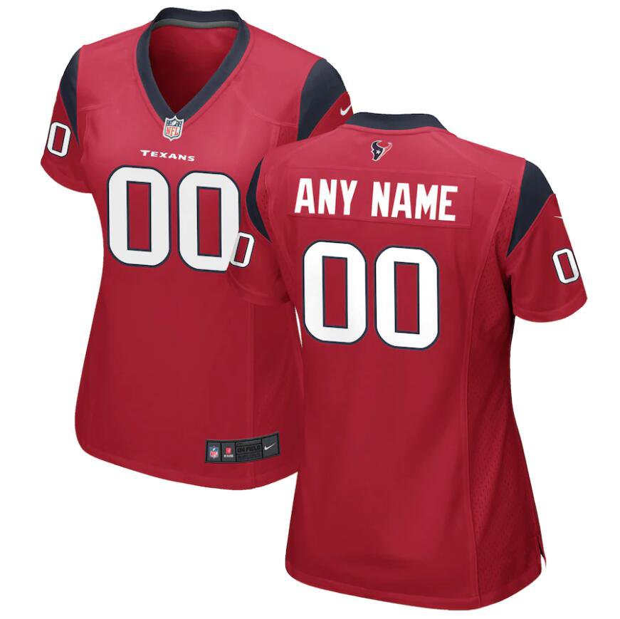Custom Women's Houston Texans Game Jersey - Red