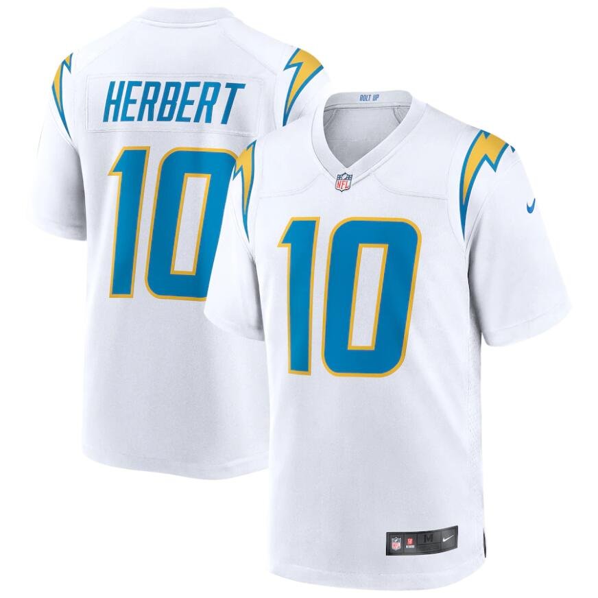 Men's Justin Herbert #10 Los Angeles Chargers Game Jersey - White