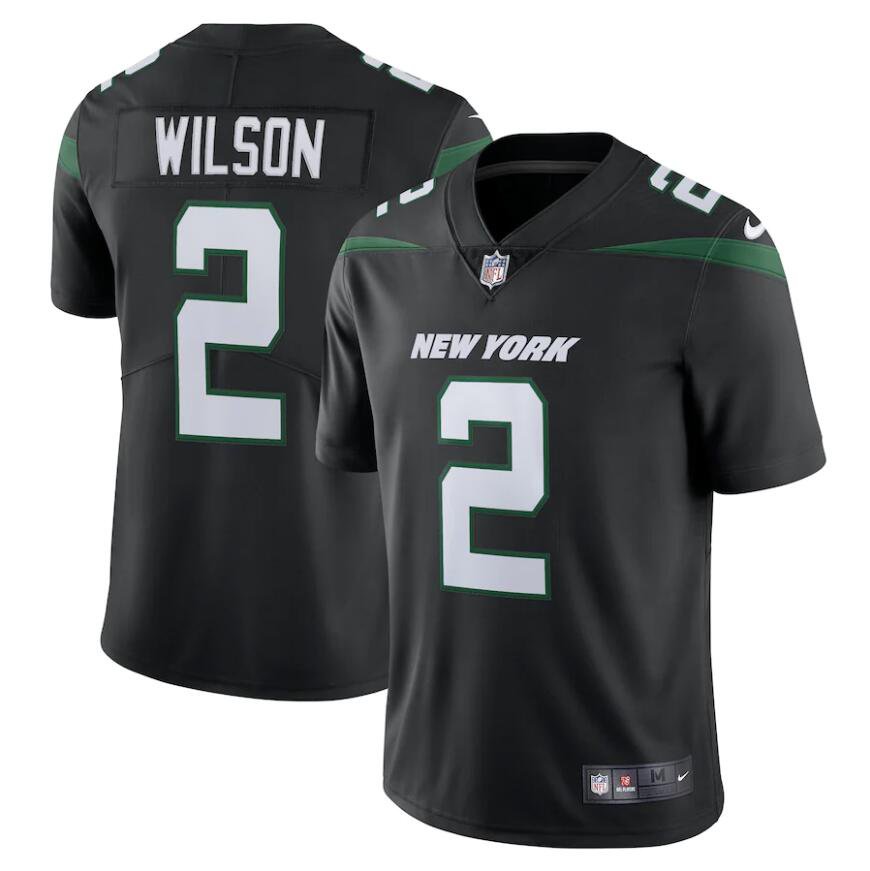 Men's Zach Wilson #2 New York Jets Vapor Limited Jersey - Stealth Black
