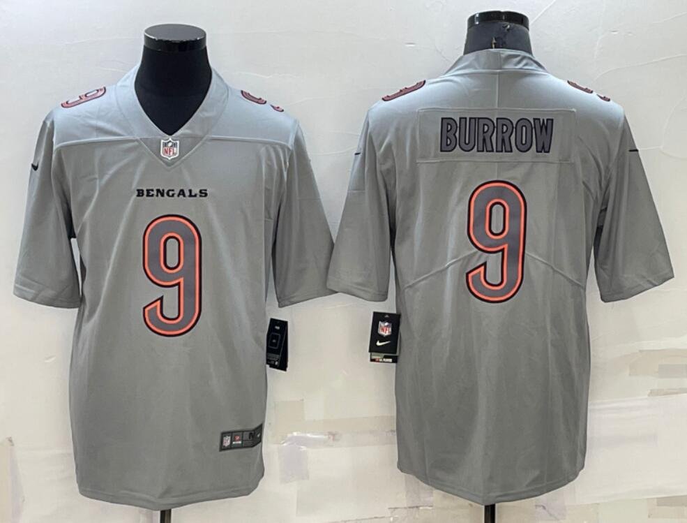 Men's Joe Burrow #9 Cincinnati Bengals Atmosphere Fashion Limited Jersey - Gray