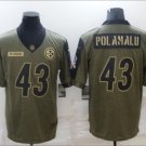 Men's Troy Polamalu #43 Pittsburgh Steelers Salute to Service Limited Player Jersey Olive