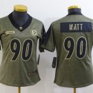 Women's T.J. Watt #90 Pittsburgh Steelers Salute to Service Limited Player Jersey Olive