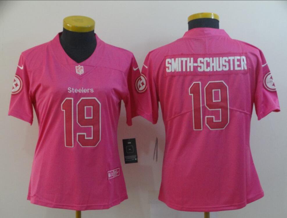 Women's JuJu Smith-Schuster #19 Pittsburgh Steelers Limited Player Jersey Pink