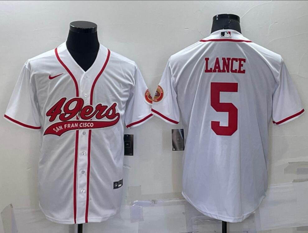 Men's Trey Lance #5 San Francisco 49ers Jointly Signed Limited Jersey White