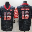 Men's Joe Montana #16 San Francisco 49ers Limited Black Camo USA Flag Jersey Christmas Gift