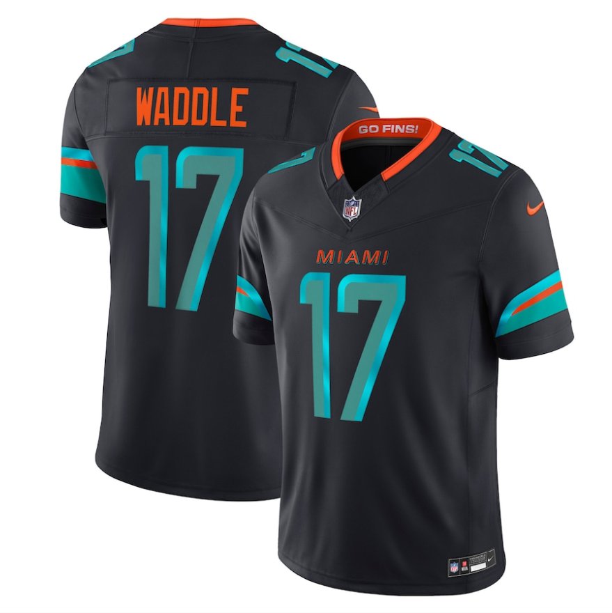 Men's Jaylen Waddle #17 Miami Dolphins 2025 Rivalries Collection Limited Jersey Pitch Blue