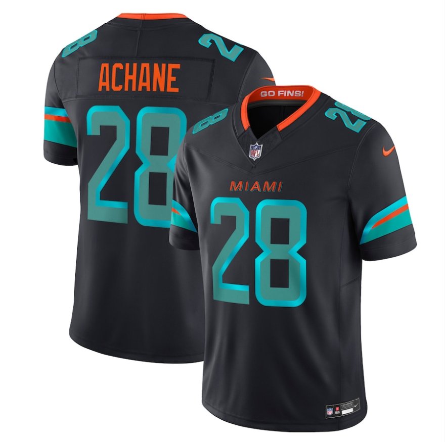 Men's De&acirc;��Von Achane #28 Miami Dolphins 2025 Rivalries Collection Limited Jersey Pitch Blue