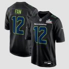 Men's 12s Seattle Seahawks Super Bowl LX Patch Carbon Fashion Game Jersey Black
