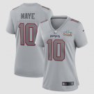 Drake Maye #10 New England Patriots Women's Super Bowl LX Patch Atmosphere Fashion Game Jersey