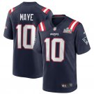 Drake Maye #10 New England Patriots Super Bowl LX Patch Game Jersey Navy