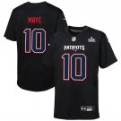 Drake Maye #10 New England Patriots Youth Super Bowl LX Patch Carbon Fashion Game Jersey Black