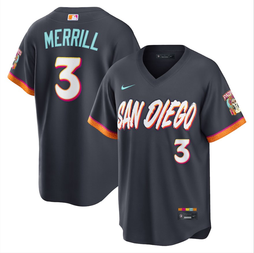 Jackson Merrill San Diego Padres 2026 City Connect Stadium Jersey Obsidian