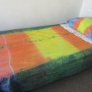 Shibori Dyed, Cotton Twin Size Bed Sheet Set, Colorful Rainbow