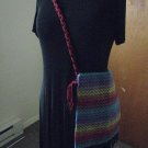 Upcycled and Reconstructed Colorful hip Purse With Braided Black and Red Strap